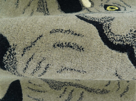 Hand Tufted 2x3 Animal Beige Elephant Wool Area Rug-Parc Decor