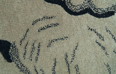 Hand Tufted 2x3 Animal Beige Elephant Wool Area Rug-Area Rug-Parc Decor