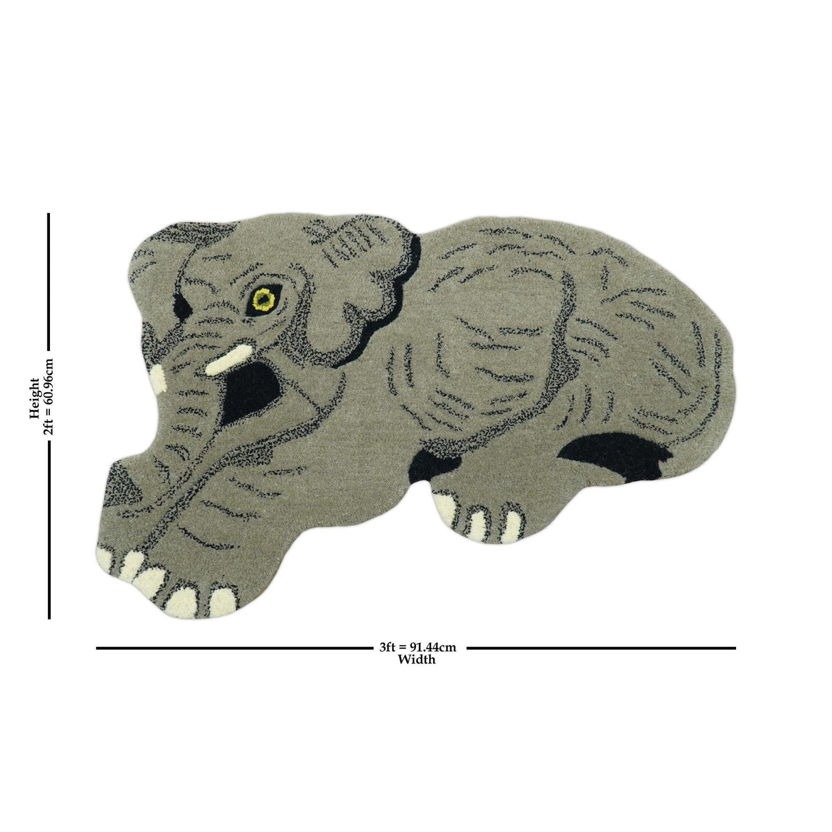 Hand Tufted 2x3 Animal Beige Elephant Wool Area Rug-Parc Decor