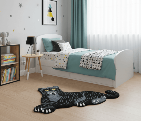 Hand Tufted 2x3 Animal Black Panther Wool Area Rug