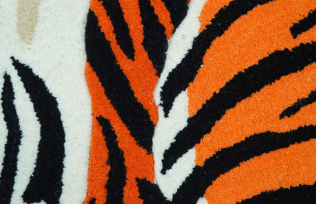 Hand Tufted 2x3 Animal Rust Baby Tiger Wool Area Rug-Area Rug-Parc Decor