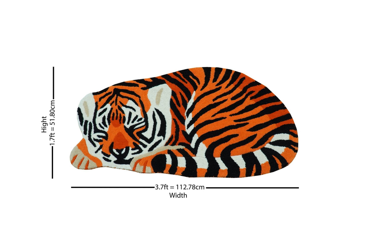 Hand Tufted 2x3 Animal Rust Baby Tiger Wool Area Rug