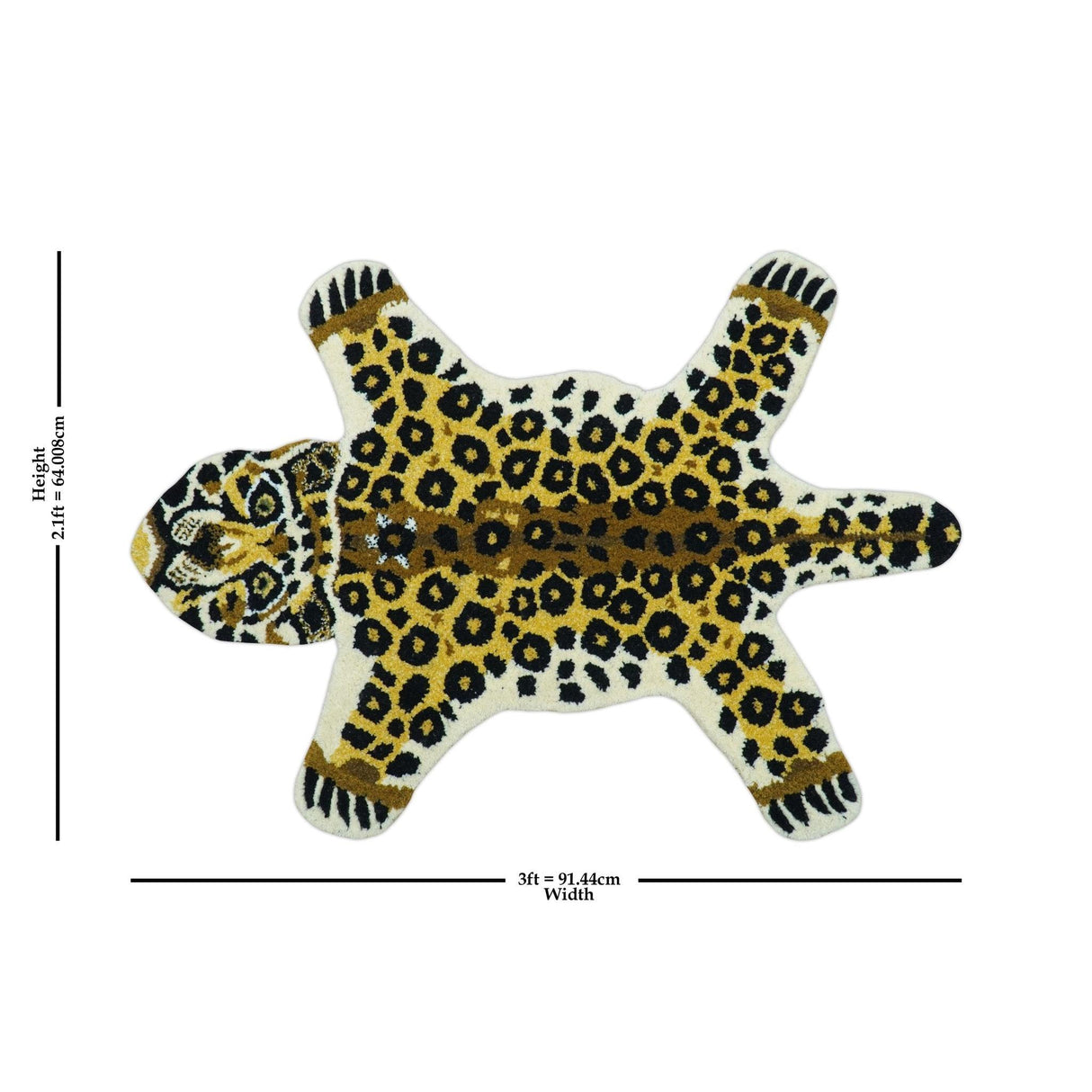 Hand Tufted 2x3 Gold Animal Leopard Wool Area Rug-Parc Decor
