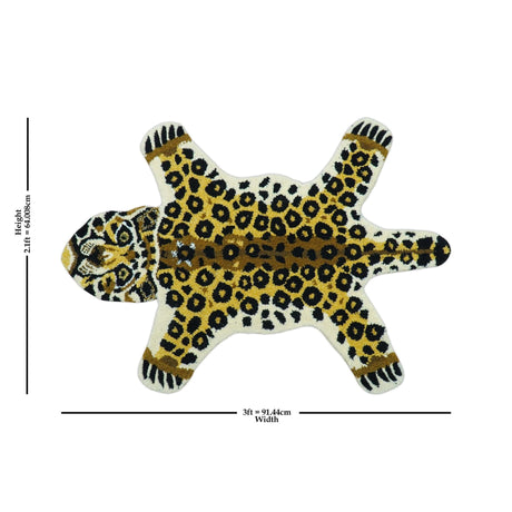 Hand Tufted 2x3 Gold Animal Leopard Wool Area Rug-Parc Decor