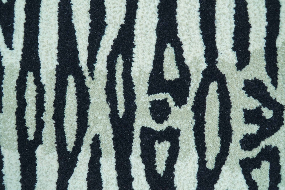 Hand Tufted 3x5 Black And White Animal Tiger Wool Area Rug-Parc Decor