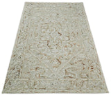 Hand Tufted 5x8 Brown and Beige Wool Textured Loop Area Rug