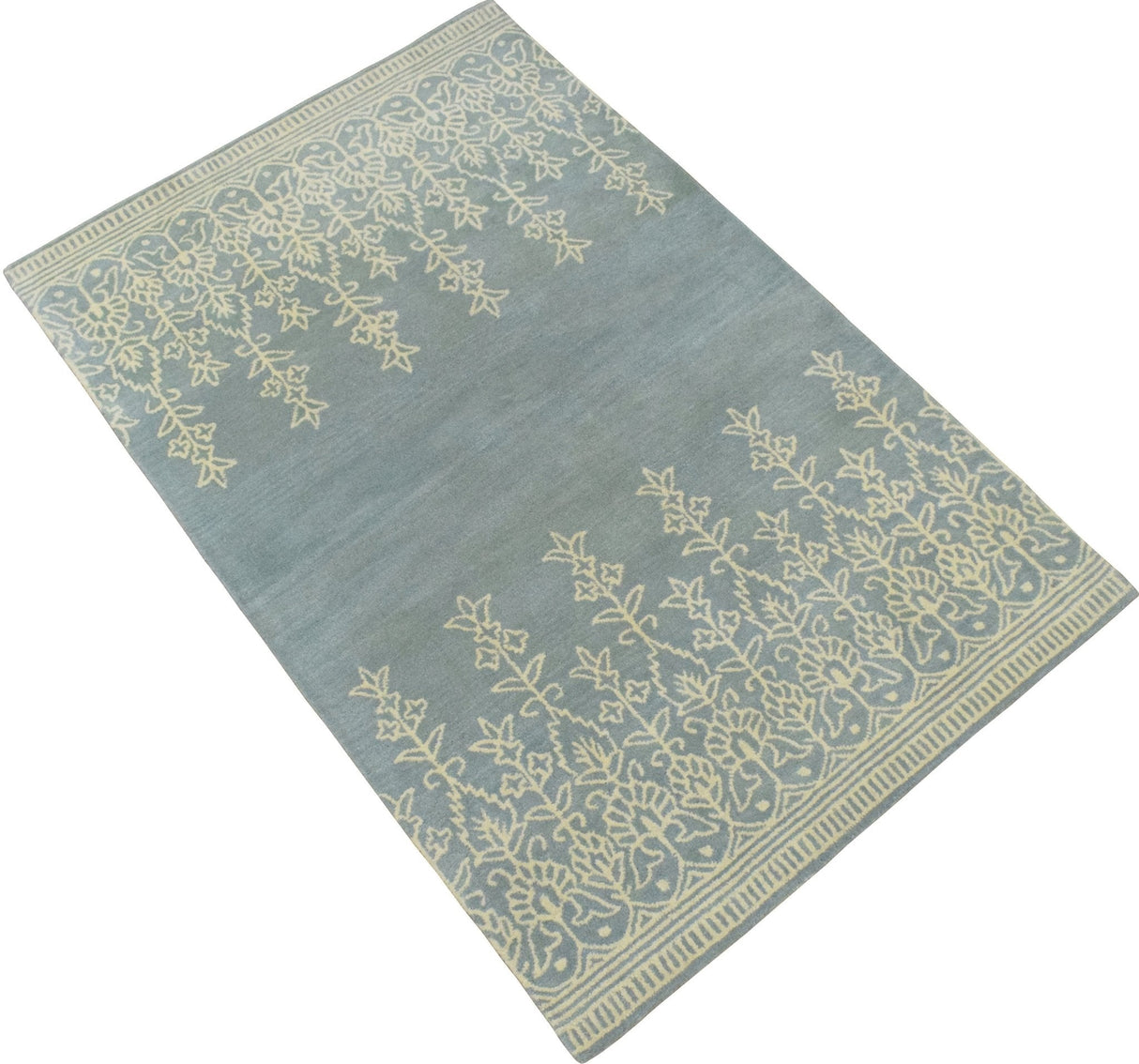 Hand Tufted 5x8 Gray And Beige Modern Style Wool Area Rug