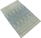 Hand Tufted 5x8 Gray And Beige Modern Style Wool Area Rug
