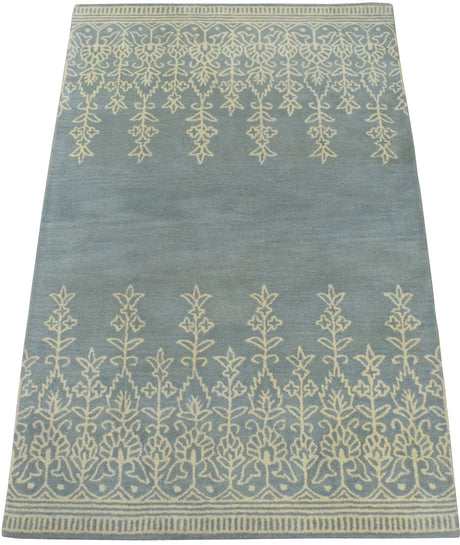 Hand Tufted 5x8 Gray And Beige Modern Style Wool Area Rug