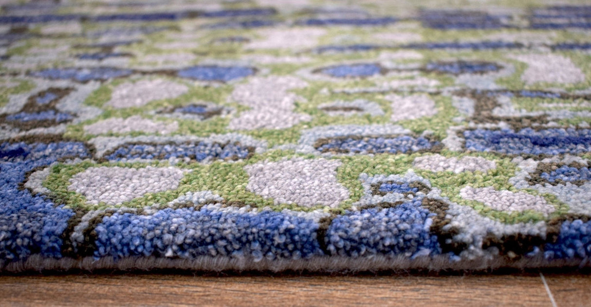 Hand Tufted 5x8 Modern Abstract Blue And Green Wool Area Rug
