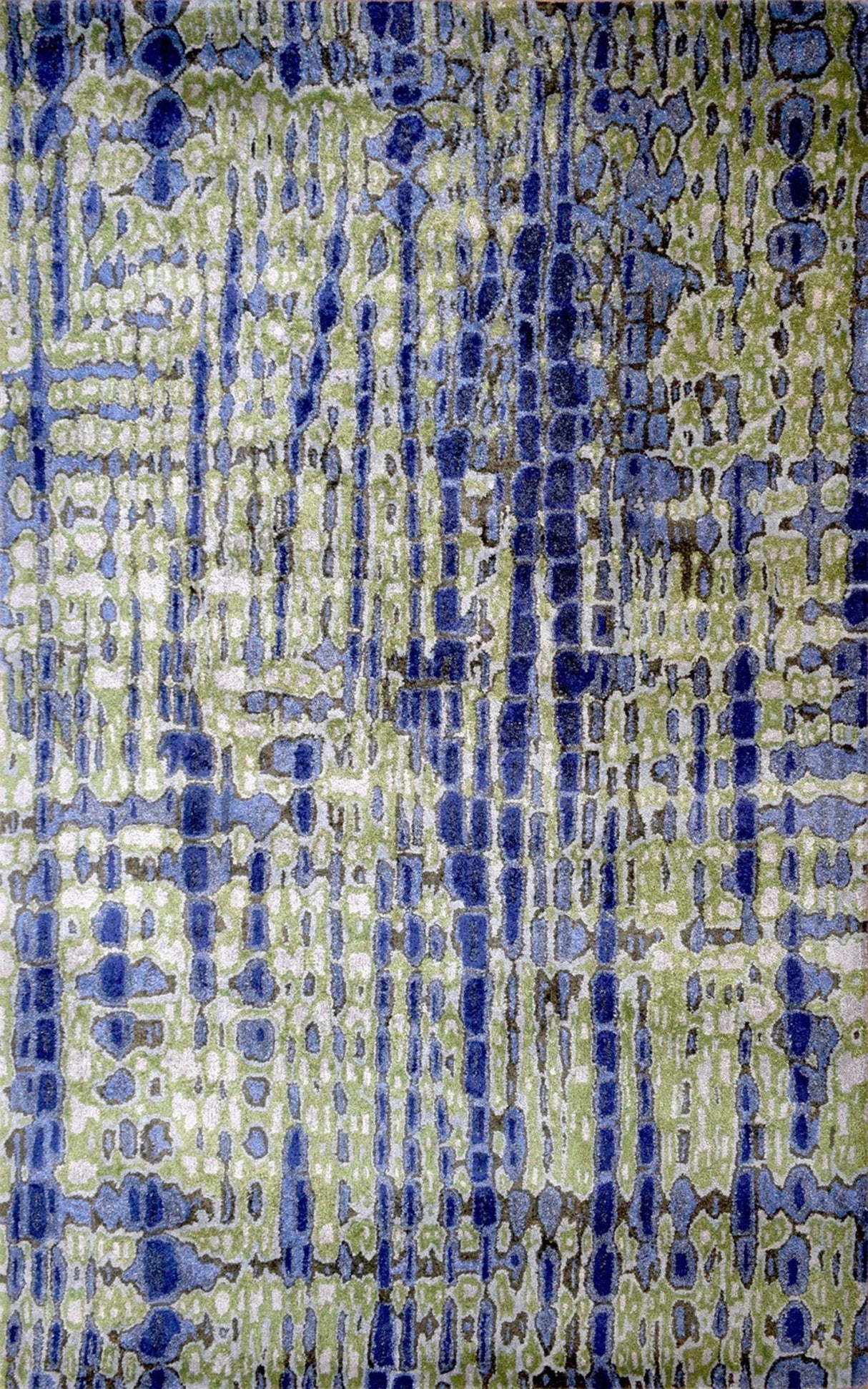 Hand Tufted 5x8 Modern Abstract Blue And Green Wool Area Rug