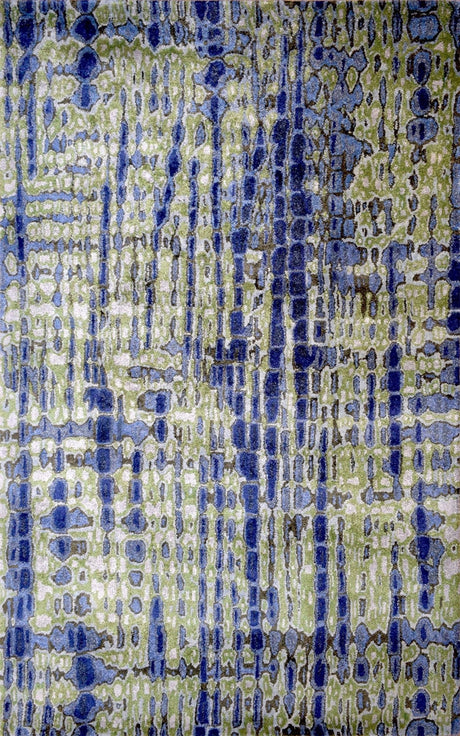 Hand Tufted 5x8 Modern Abstract Blue And Green Wool Area Rug