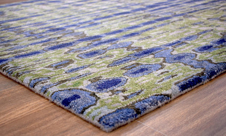 Hand Tufted 5x8 Modern Abstract Blue And Green Wool Area Rug