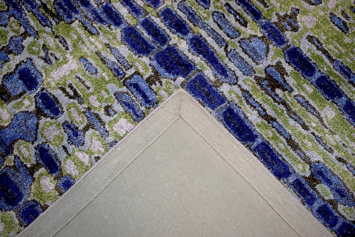 Hand Tufted 5x8 Modern Abstract Blue And Green Wool Area Rug
