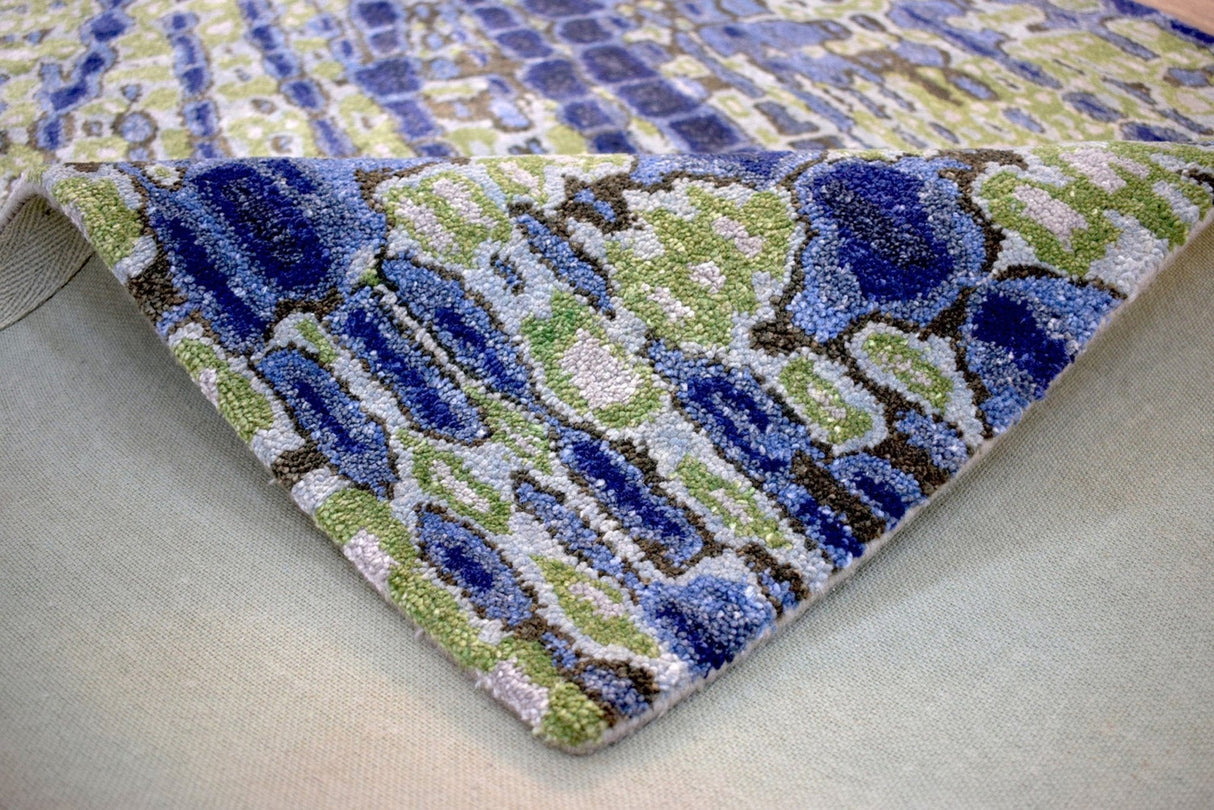 Hand Tufted 5x8 Modern Abstract Blue And Green Wool Area Rug