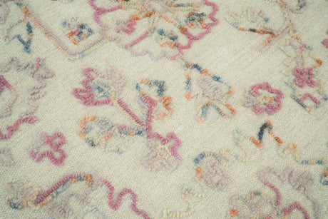 Hand Tufted 5x8 Pink and Beige Wool Textured Loop Area Rug