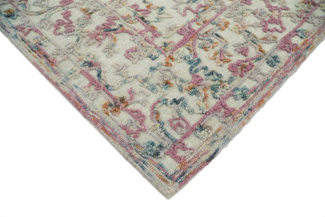 Hand Tufted 5x8 Pink and Beige Wool Textured Loop Area Rug
