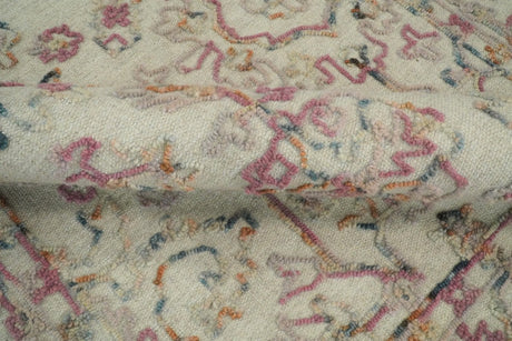 Hand Tufted 5x8 Pink and Beige Wool Textured Loop Area Rug