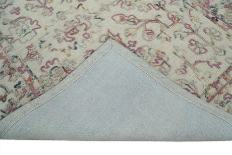 Hand Tufted 5x8 Pink and Beige Wool Textured Loop Area Rug