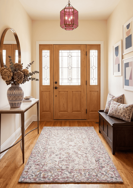 Hand Tufted 5x8 Pink and Beige Wool Textured Loop Area Rug