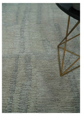 Hand Tufted 8x10 Ivory, Olive and Charcoal Modern Abstract Stripes Design Rug