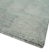 Hand Tufted 8x10 Ivory, Olive and Charcoal Modern Abstract Stripes Design Rug