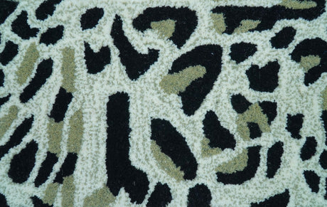 Hand Tufted Animal Cat White And Black 2x3 Wool Area Rug-Parc Decor