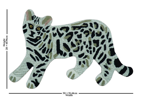 Hand Tufted Animal Cat White And Black 2x3 Wool Area Rug-Area Rug-Parc Decor