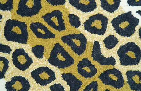 Hand Tufted Animal Leopard Gold And Black 3x5 Wool Area Rug-Parc Decor