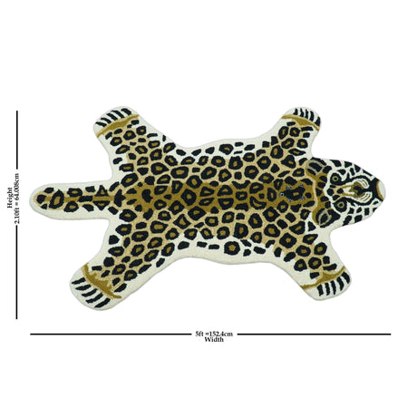 Hand Tufted Animal Leopard Gold And Black 3x5 Wool Area Rug-Parc Decor