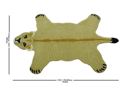 Hand Tufted Animal Lion Black 3x5 Wool Area Rug-Area Rug-Parc Decor