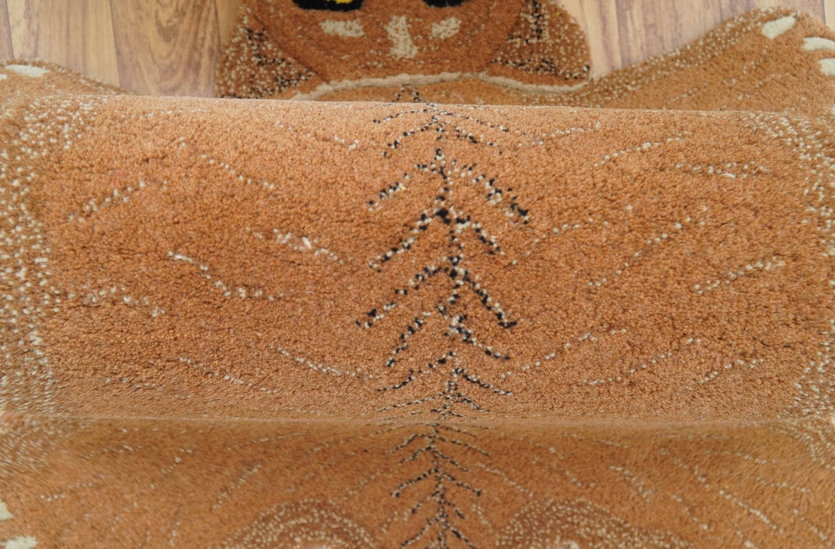 Hand Tufted Animal Lion Brown 2x3 Wool Area Rug-Parc Decor