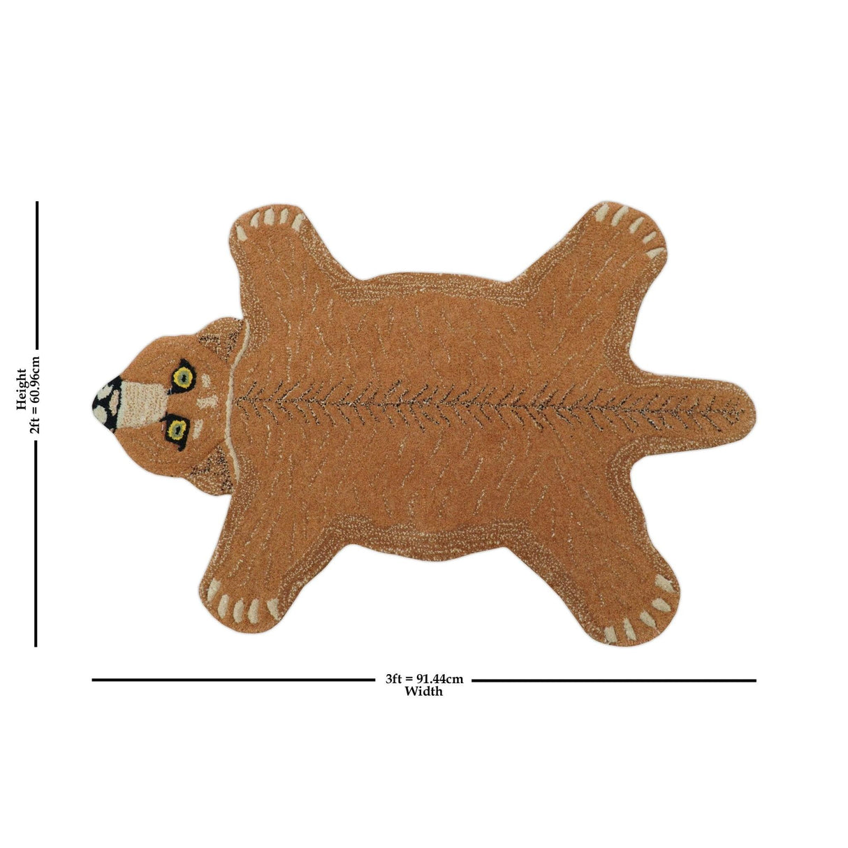 Hand Tufted Animal Lion Brown 2x3 Wool Area Rug-Parc Decor