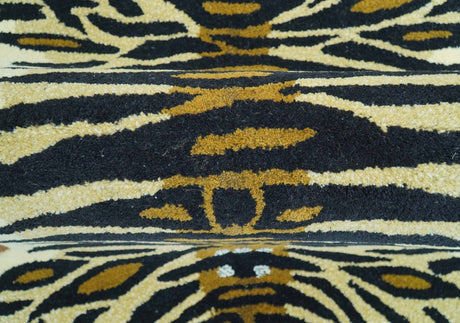 Hand Tufted Animal Tiger Black 3x5 Wool Area Rug