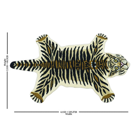 Hand Tufted Animal Tiger Black 3x5 Wool Area Rug-Parc Decor