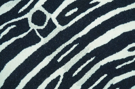 Hand Tufted Animal Zebra Black 3x5 Wool Area Rug-Parc Decor