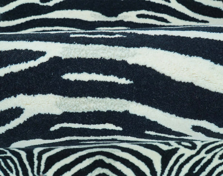 Hand Tufted Animal Zebra Black 3x5 Wool Area Rug-Parc Decor