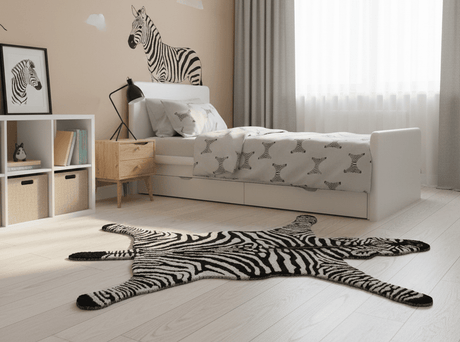 Hand Tufted Animal Zebra White And Black 3x5 Wool Area Rug-Parc Decor