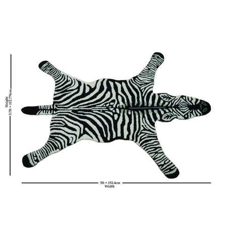 Hand Tufted Animal Zebra White And Black 3x5 Wool Area Rug-Parc Decor