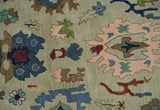 Hand Tufted Beige And Blue Traditional Oushak Custom Made wool Area Rug