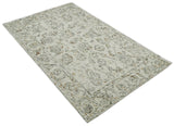 Hand Tufted Beige and Silver Wool Textured Loop 5x8 Area Rug