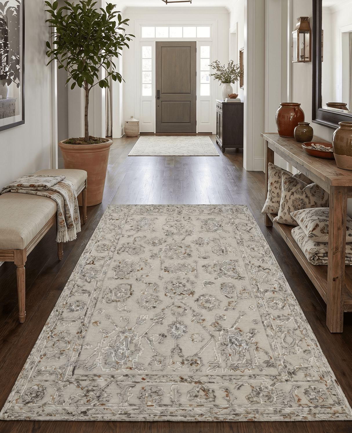 Hand Tufted Beige and Silver Wool Textured Loop 5x8 Area Rug