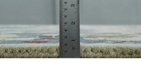 Hand Tufted Beige, Blue and Peach Traditional Oushak Custom Made wool Area Rug, Kids, Living Room and Bedroom Rug