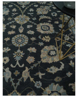 Hand Tufted Black and Silver 8x10 Modern Oushak Rug, Kids, Living Room and Bedroom Rug | TRD6501810S