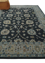 Hand Tufted Black and Silver 8x10 Modern Oushak Rug, Kids, Living Room and Bedroom Rug | TRD6501810S