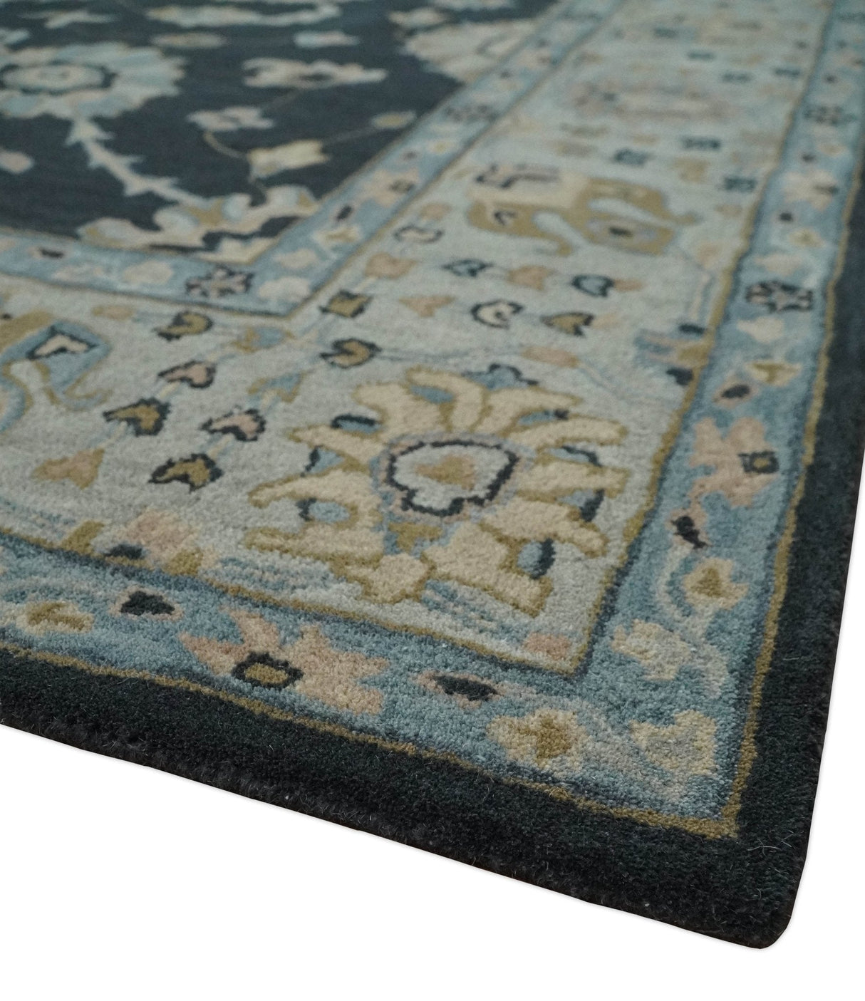 Hand Tufted Black and Silver 8x10 Modern Oushak Rug, Kids, Living Room and Bedroom Rug | TRD6501810S