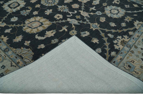 Hand Tufted Black and Silver 8x10 Modern Oushak Rug, Kids, Living Room and Bedroom Rug | TRD6501810S