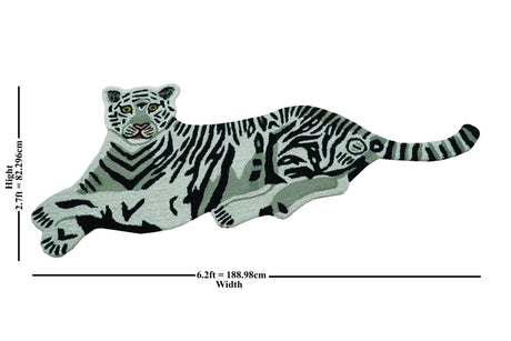 Hand Tufted Black And White Animal Tiger 2x6 Wool Area Rug
