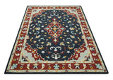 Hand Tufted Black, Rust and Beige Persian Style Wool Area Rug