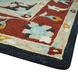 Hand Tufted Black, Rust and Beige Persian Style Wool Area Rug